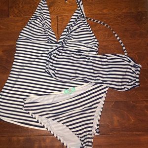 NWOT Navy and White Swimsuits